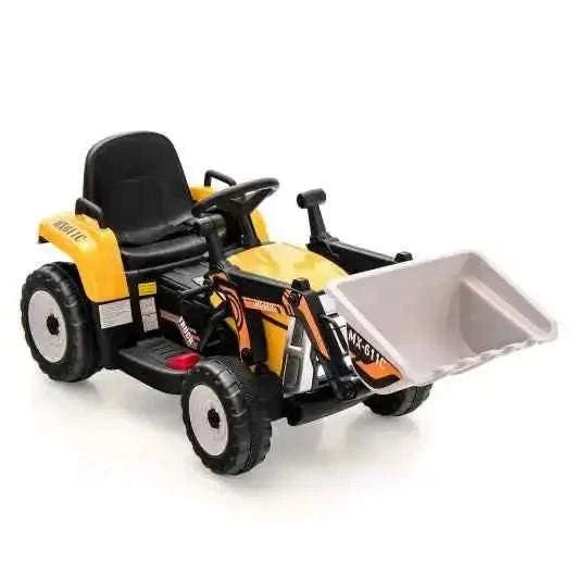12V Battery Powered Kids Ride on Excavator with Adjustable Arm and Bucket-Yellow Cartsfy Inc.