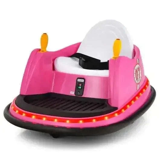 12V Electric Kids Ride On Bumper Car with Flashing Lights for Toddlers-Pink Cartsfy Inc.