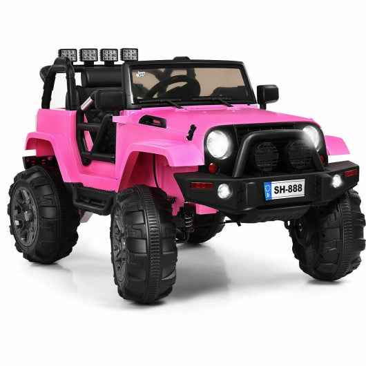 12V Kids Remote Control Riding Truck Car with LED Lights-Pink Cartsfy Inc.