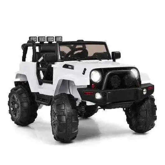 12V Kids Remote Control Riding Truck Car with LED Lights-White Cartsfy Inc.