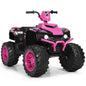 Kids pink ride-on ATV with LED headlights and large treaded tires