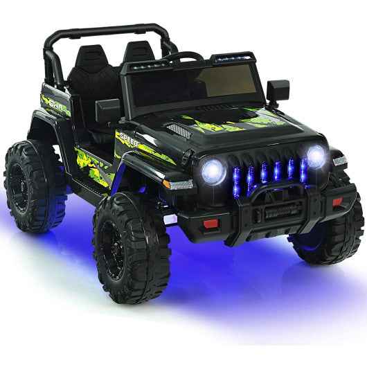 12V Kids Ride-on Jeep Car with 2.4 G Remote Control-Black & Green Cartsfy Inc.