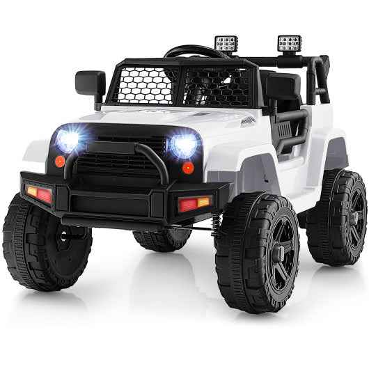 12V Kids Ride On Truck with Remote Control and Headlights-White Cartsfy Inc.