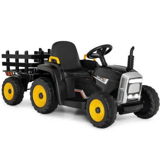12V Ride on Tractor with 3-Gear-Shift Ground Loader for Kids 3+ Years Old-Black Cartsfy Inc.