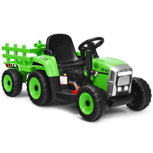 12V Ride on Tractor with 3-Gear-Shift Ground Loader for Kids 3+ Years Old-Green VYSN Default Title Default Title-