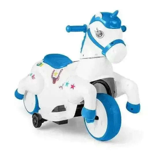 12V Unicorn Ride on Toy with Training Wheels and Horse Riding Mode-Navy Cartsfy Inc.