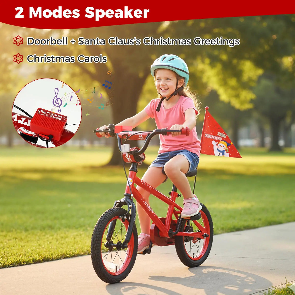 Kids Bike 12-18 Inch with Training Wheels & Christmas Music