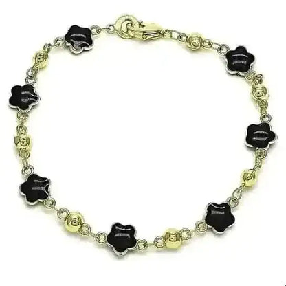14k Gold Filled High Polish Finish Enamel Flower Bracelet DailySale Turquoise Black Coral Turquoise-Black-Coral-