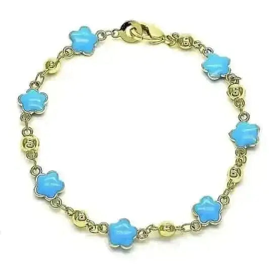 14k Gold Filled High Polish Finish Enamel Flower Bracelet Cartsfy Inc.