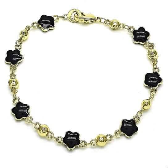 14k Gold Filled High Polish Finish Enamel Flower Bracelet Cartsfy Inc.