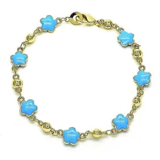 14k Gold Filled High Polish Finish Enamel Flower Bracelet Cartsfy Inc.
