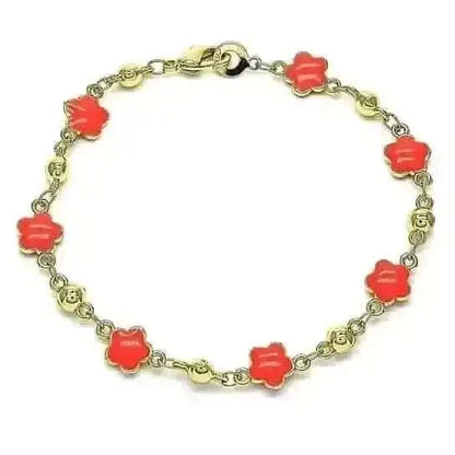 14k Gold Filled High Polish Finish Enamel Flower Bracelet Cartsfy Inc.