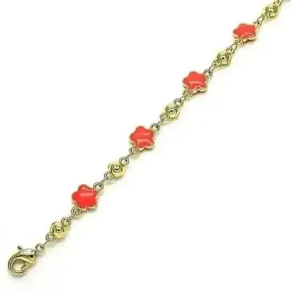 14k Gold Filled High Polish Finish Enamel Flower Bracelet DailySale Turquoise Black Coral Turquoise-Black-Coral-
