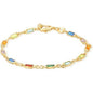 Gold multicolor crystal bracelet with square-cut gem links