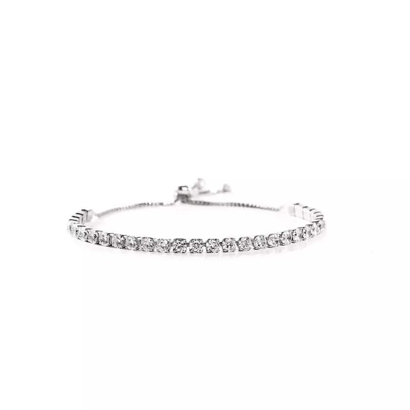 14K White Gold Tennis Bracelets with Crystals from Swarovski Adjustable Cartsfy Inc.