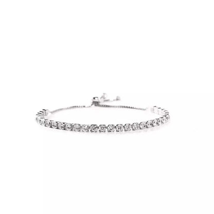 14K White Gold Tennis Bracelets with Crystals from Swarovski Adjustable Cartsfy Inc.