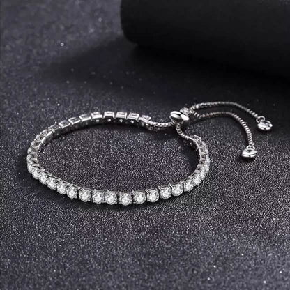14K White Gold Tennis Bracelets with Crystals from Swarovski Adjustable Cartsfy Inc.