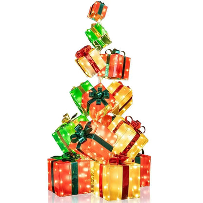 15 PCS Lighted Christmas Boxes with Bowknot and 483 LED Light Bulbs for Indoor Outdoor Cartsfy Inc.