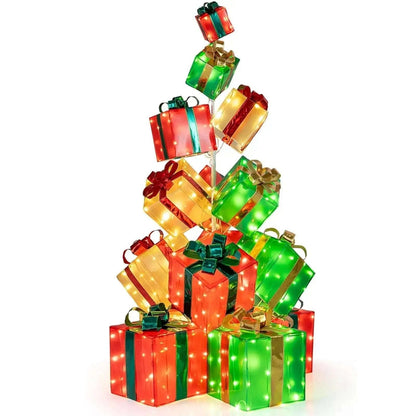 15 PCS Lighted Christmas Boxes with Bowknot and 483 LED Light Bulbs for Indoor Outdoor Cartsfy Inc.