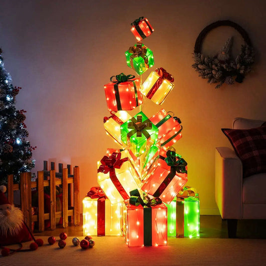 15 PCS Lighted Christmas Boxes with Bowknot and 483 LED Light Bulbs for Indoor Outdoor Cartsfy Inc.