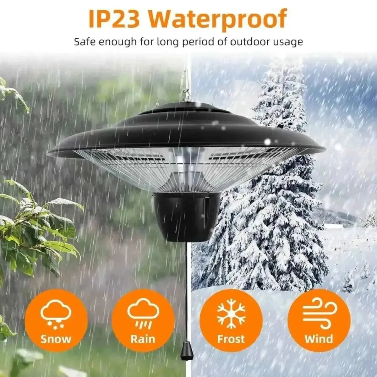 1500W Outdoor Hanging Patio Ultra-Quiet Electric Heating Lamp DailySale Default Title Default Title-