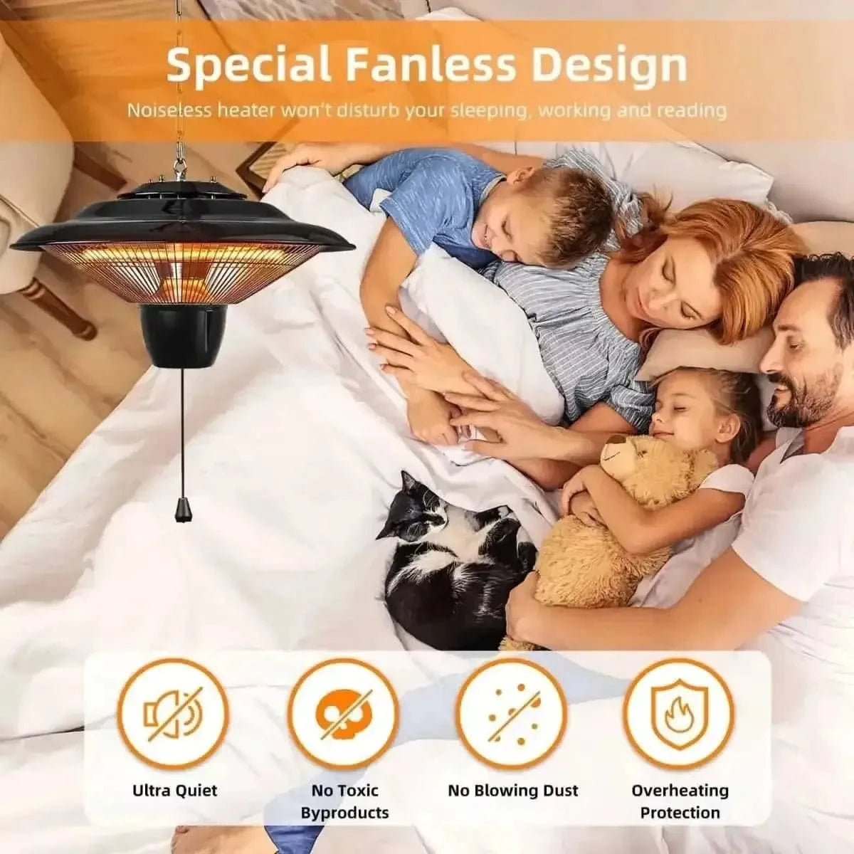 1500W Outdoor Hanging Patio Ultra-Quiet Electric Heating Lamp DailySale Default Title Default Title-