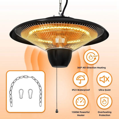 1500W Outdoor Hanging Patio Ultra - Quiet Electric Heating Lamp - Cartsfy Inc.
