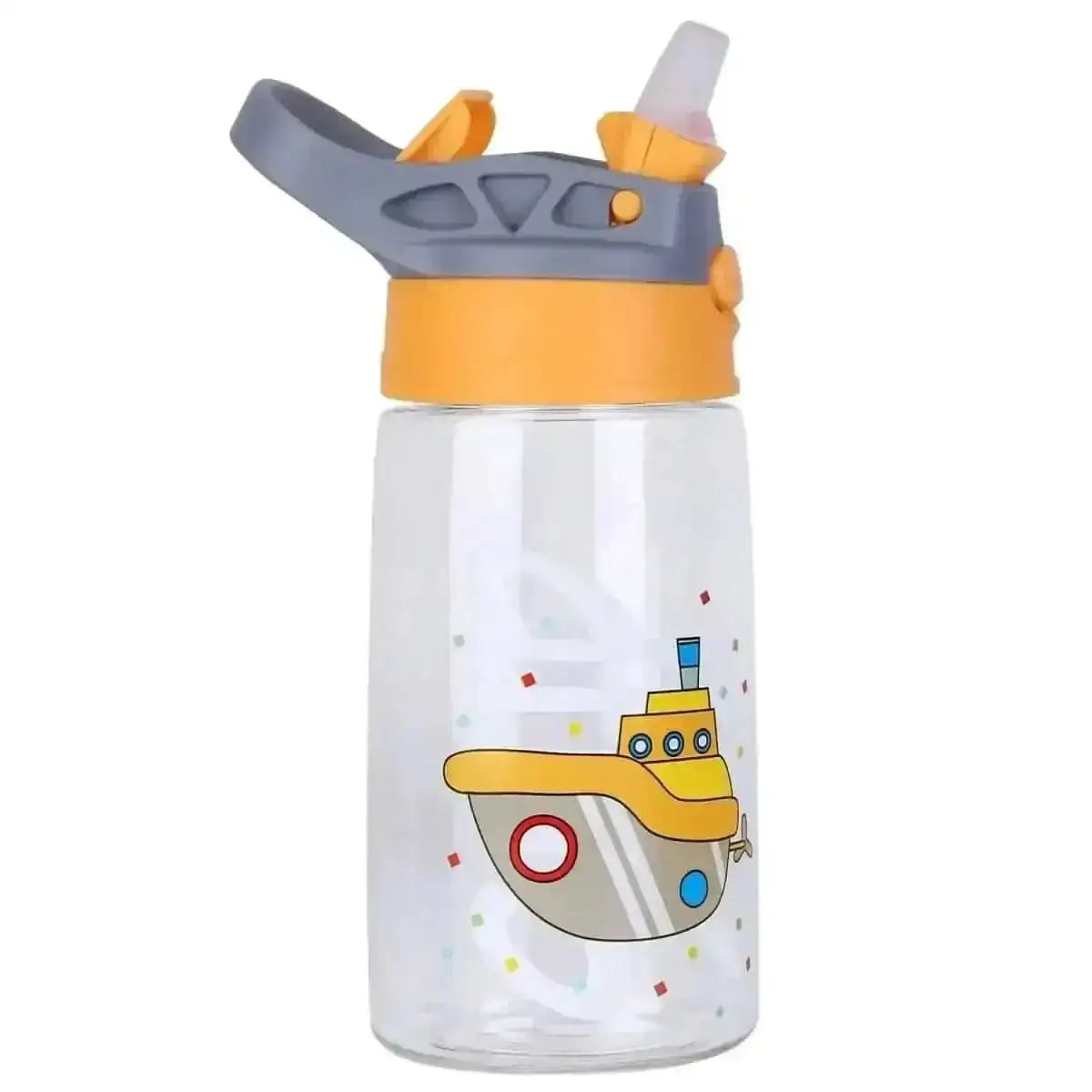 16.2oz Leak-proof Kids Water Bottle with Straw Push Button DailySale Ship Rocket Crab Ship-Rocket-Crab-Jellyfish-