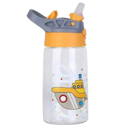 16.2oz Leak-proof Kids Water Bottle with Straw Push Button DailySale Ship Rocket Crab Ship-Rocket-Crab-Jellyfish-