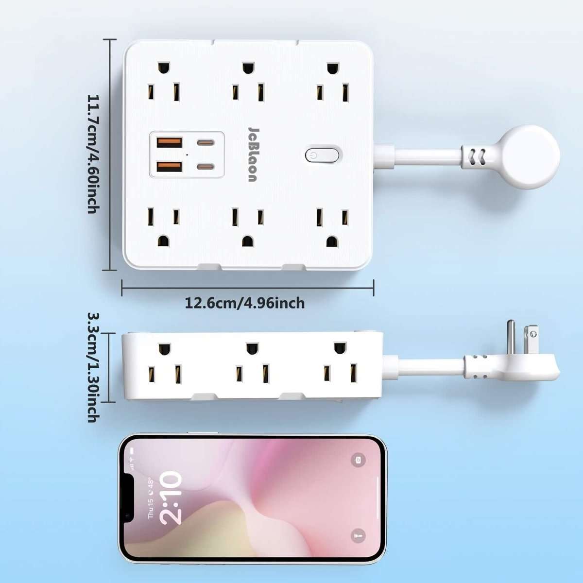 16-in-1 Power Strip – 12 AC Outlets & 4 USB Ports, White Cartsfy Inc.