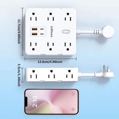 16-in-1 Power Strip – 12 AC Outlets & 4 USB Ports, White Cartsfy Inc.