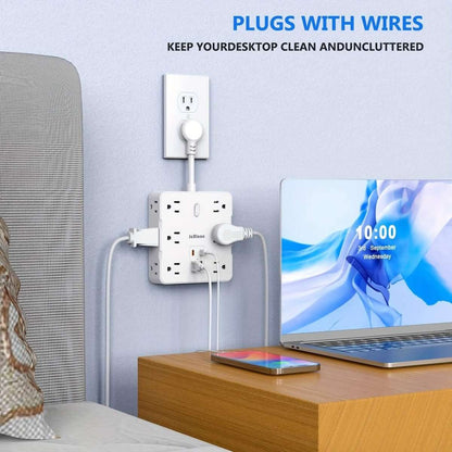 16-in-1 Power Strip – 12 AC Outlets & 4 USB Ports, White Cartsfy Inc.