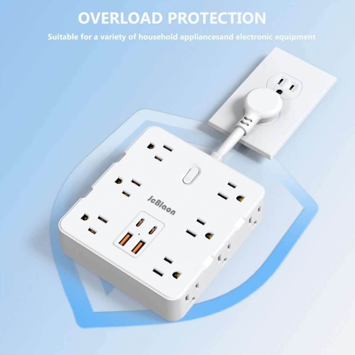 16-in-1 Power Strip – 12 AC Outlets & 4 USB Ports, White Cartsfy Inc.