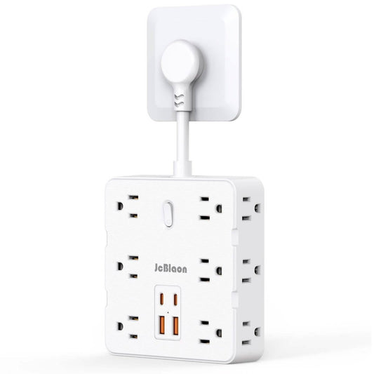 16 - in - 1 Power Strip – 12 AC Outlets & 4 USB Ports, White - Cartsfy Inc.