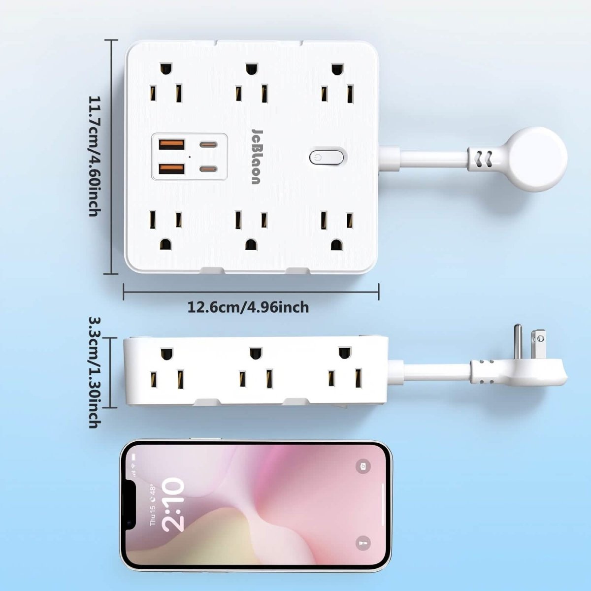 16 - in - 1 Power Strip – 12 AC Outlets & 4 USB Ports, White - Cartsfy Inc.