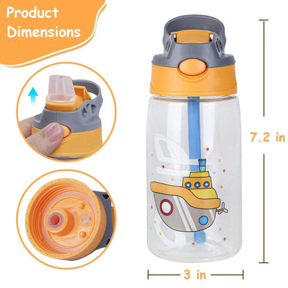 16.2oz Leak - proof Kids Water Bottle with Straw Push Button - Cartsfy Inc.