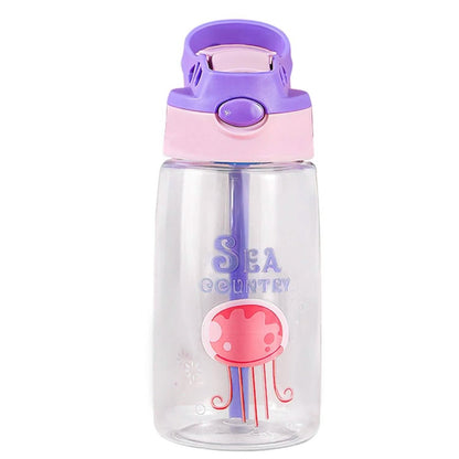16.2oz Leak - proof Kids Water Bottle with Straw Push Button - Cartsfy Inc.