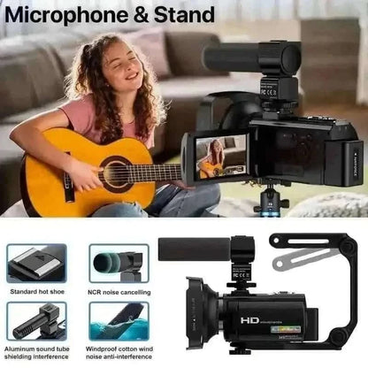 16x Zoom 1080P HD Digital Camera Bundle with 2 Batteries, 32G TF Card, Mic, Hood & Bag Cartsfy Inc.