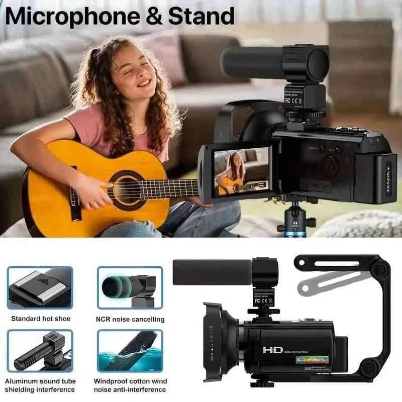 16x Zoom 1080P HD Digital Camera Bundle with 2 Batteries, 32G TF Card, Mic, Hood & Bag Cartsfy Inc.