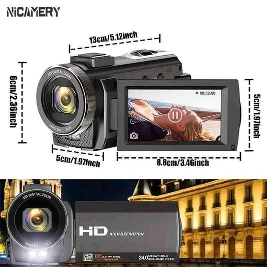 16x Zoom 1080P HD Digital Camera Bundle with 2 Batteries, 32G TF Card, Mic, Hood & Bag Cartsfy Inc.