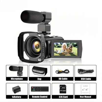 16x Zoom 1080P HD Digital Camera Bundle with 2 Batteries, 32G TF Card, Mic, Hood & Bag Cartsfy Inc.