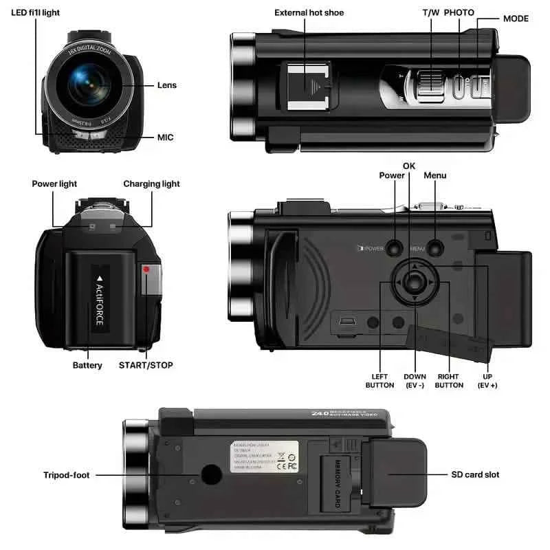 16x Zoom 1080P HD Digital Camera Bundle with 2 Batteries, 32G TF Card, Mic, Hood & Bag - Cartsfy Inc.