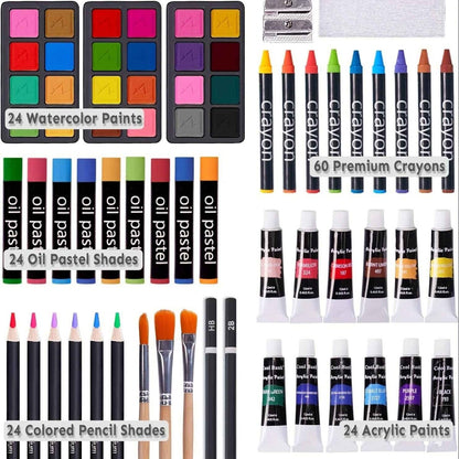 175 - Piece Deluxe Art Set – Crayons, Colored Pencils & Acrylic Paints in Wooden Case - Cartsfy Inc.