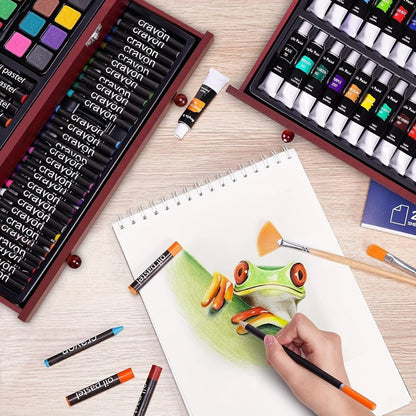 175 - Piece Deluxe Art Set – Crayons, Colored Pencils & Acrylic Paints in Wooden Case - Cartsfy Inc.