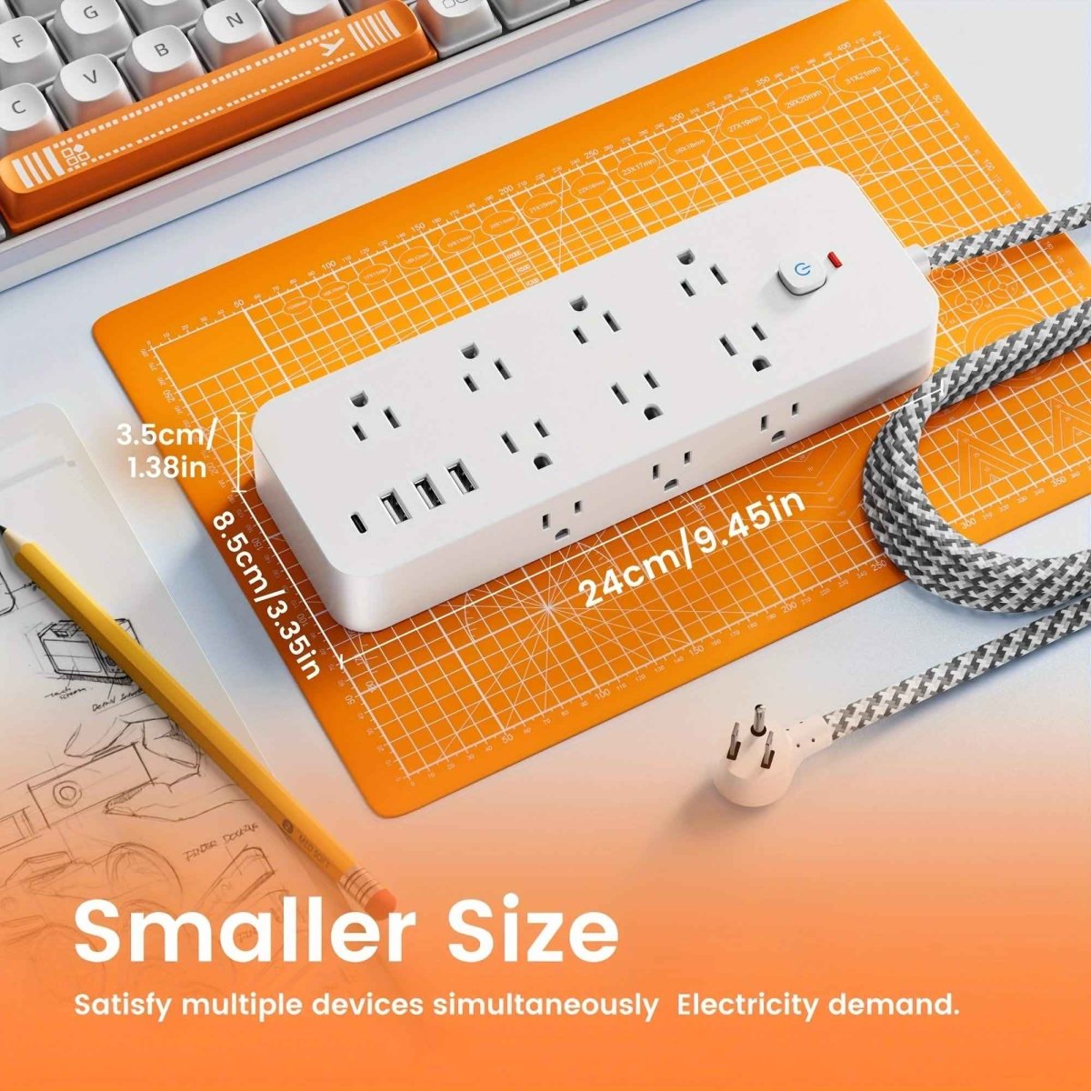 18 - Outlet Power Strip with USB & Type - C – Surge Protection - Cartsfy Inc.