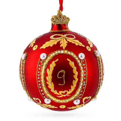 1893 Caucasus Royal Red Glass Ball Christmas Ornament - 3.25 inches