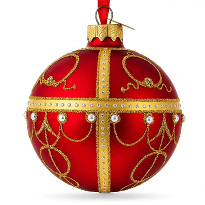 1895 Rosebud Royal Red Glass Ball Christmas Ornament 3.25 Inches Cartsfy Inc.