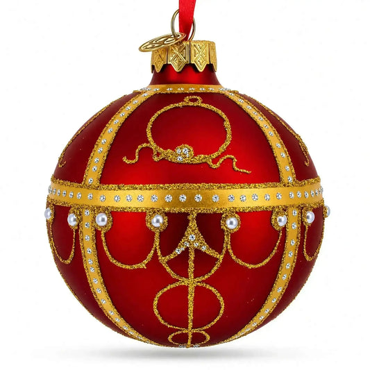 1895 Rosebud Royal Red Glass Ball Christmas Ornament 3.25 Inches Cartsfy Inc.