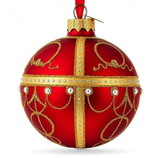 1895 Rosebud Royal Red Glass Ball Christmas Ornament 3.25 Inches Cartsfy Inc.