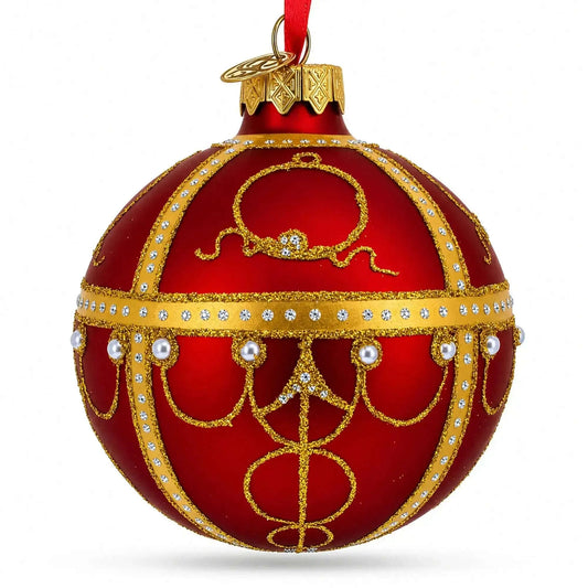 1895 Rosebud Royal Red Glass Ball Christmas Ornament 3.25 Inches Cartsfy Inc.